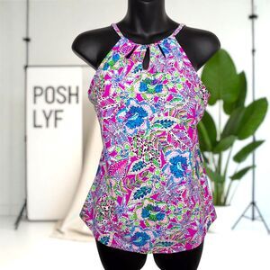 Stella Parker Flower Power Tankini Swim Top Medium